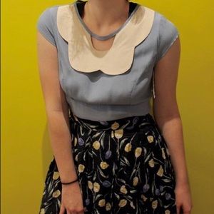 Pin up vintage Tulip B Peter Pan collar blue top M